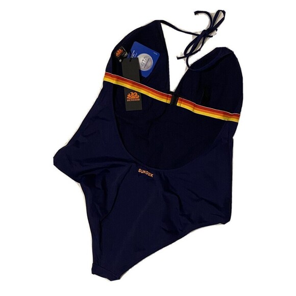 Sundek Swimwear 1 Piece Swimsuit Backless Sun Protection Blue NWT Size XL Preppy - Picture 4 of 6